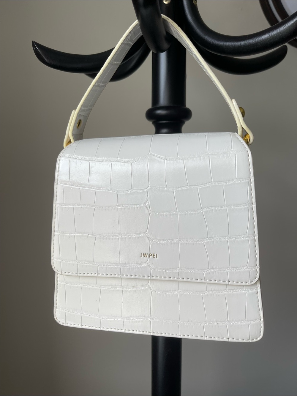 JW PEI FAE Top Handle Crossbody in Croc-Embossed Vegan Leather W/Removable Strap